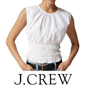 NWT- J CREW- Hyacinth top in white cotton poplin, sleeveless, size medium